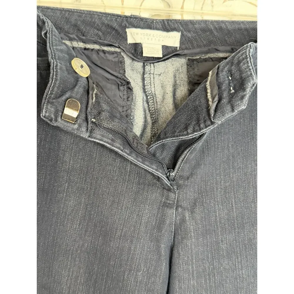 New York & Company Stretch Trouser Jeans Women's 8 Average Dark Wash Bootcut